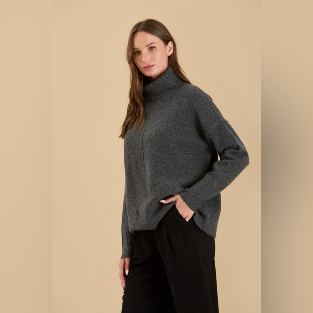 The Workshop Turtleneck Front Seam Knit Pullover Sweater - Picture 3 of 5